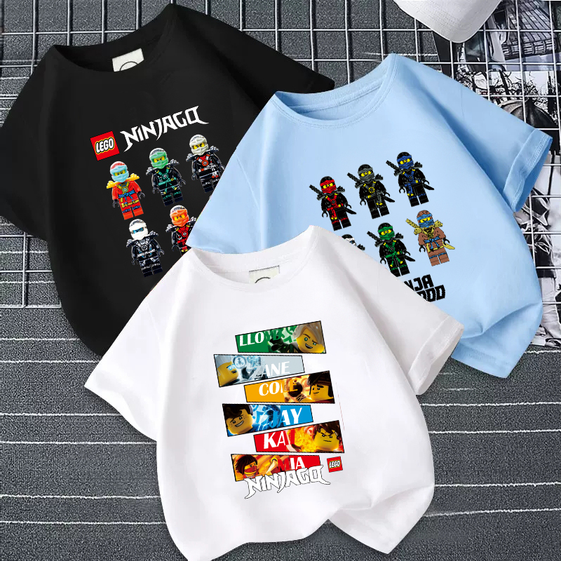 Lego Short-Sleeved T-Shirt for Kidsren, Summer 2025 New Ninjago Co-Branded Clothing, Boys' Family Matching Pure Cotton