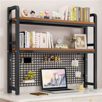 Grid bookshelf storage multi-layer shelf dormitory iron desk hole board student computer desktop storage rack