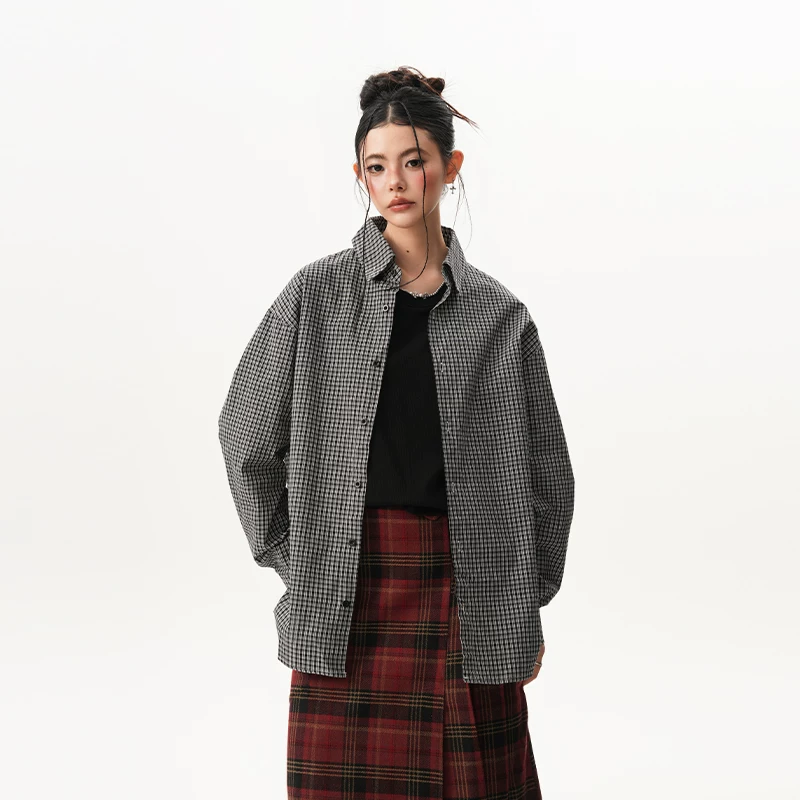 Весеняя кофта рубашка, куртка, американский стиль, oversize, поло-ворот