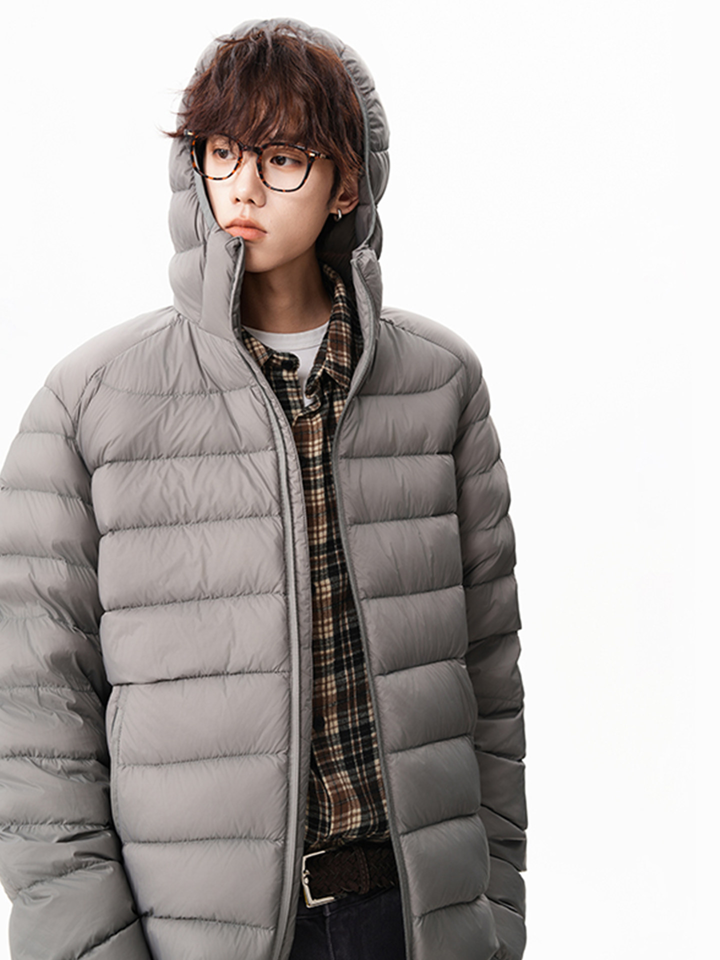 New National Standard Ribbed White Duck down Hooded down Jacket for Men, 2025 Winter New Style, Loose, Warm, Lightweight Couple's Coat