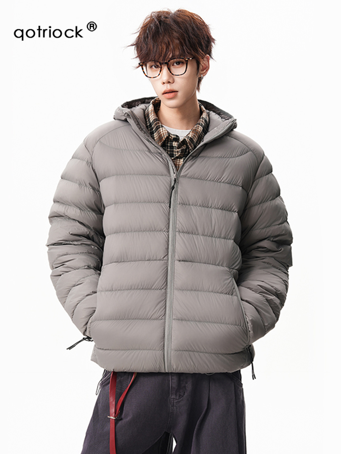 New National Standard Ribbed White Duck down Hooded down Jacket for Men, 2025 Winter New Style, Loose, Warm, Lightweight Couple's Coat