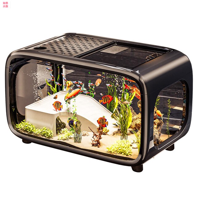 Fish tank living room 2025 new model with cover transparent large new ornaments landscaping decoration ecological aquarium goldfish tank