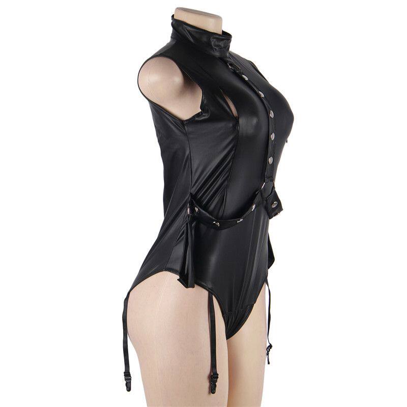 Боди/брюки sexy patent leather sleeveless jumpsuit 性感漆皮无袖连身衣女 OTHER