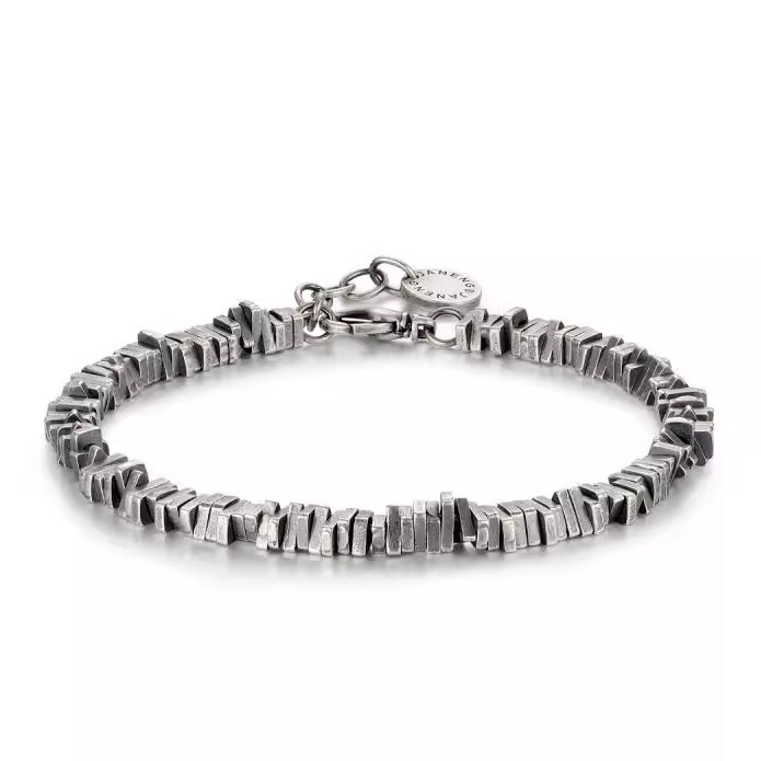 Retro Broken Silver Bracelet, Unisex Dark Style Couple Bracelet