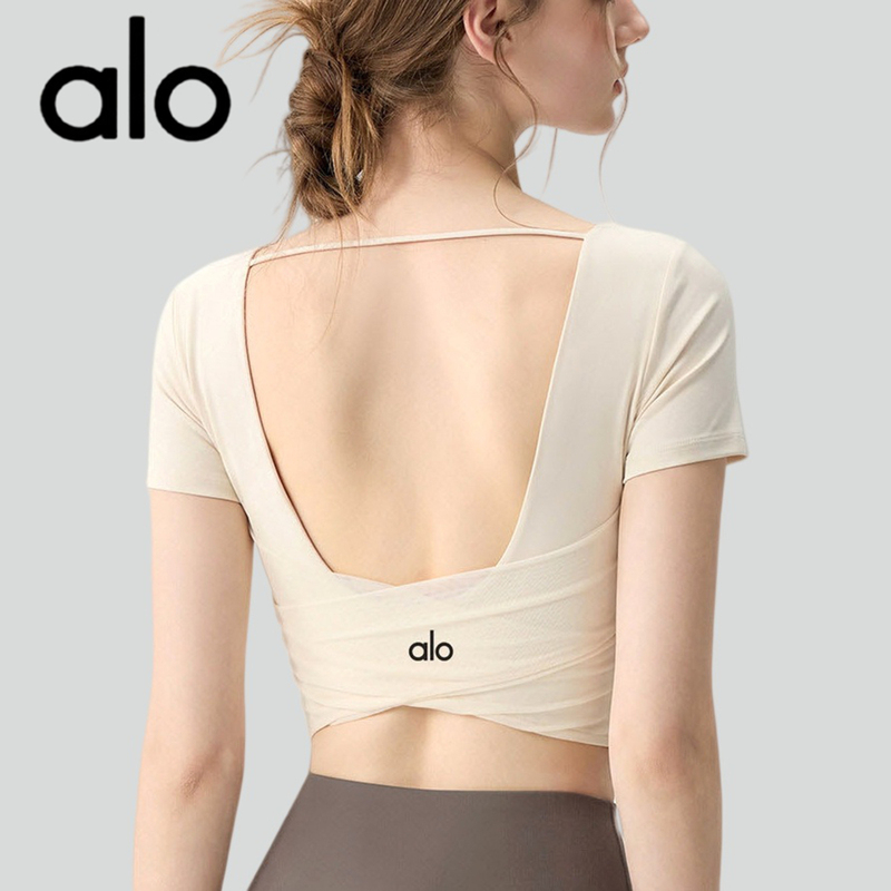 Aio Beautiful Back Slimming Yoga Clothes Short-Sleeved Breathable Quick-Drying Running Sports Pilates Tops Fitness Clothes Set for Women