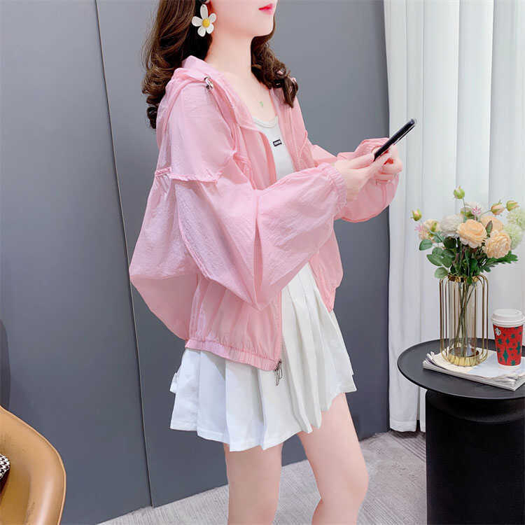 Short Loose-Fitting Sun Protection Clothing for Women, Summer Thin Style, Outdoor Uv Protection, Versatile, Breathable, Stylish, Age-Reducing Cardigan Shirt