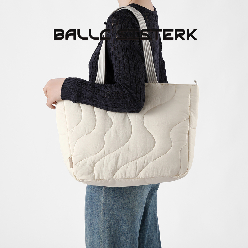 Ballcsisterk Simple and Large-Capacity Nylon Tote Bag for Women, New Spring Lightweight Laptop Bag