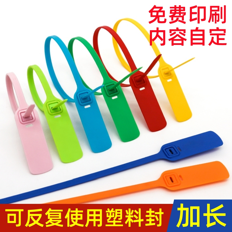 40cm Long Colored Label Ties, Reusable Plastic Tag Seals, Lead Seals, Buckle Ties with Steel Plate Locking