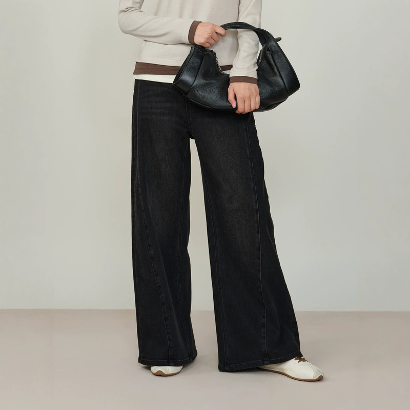 【Winter Clothing Preparation Season】Fashionable High-Waisted Jeans for Women, Size 26, New Winter Style, Washed Denim, Versatile Wide-Leg Pants