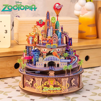 Disney Zootopia 2 Music Box Wooden 3D Puzzle DIY Assembly Creative Handmade Toy Birthday Gift