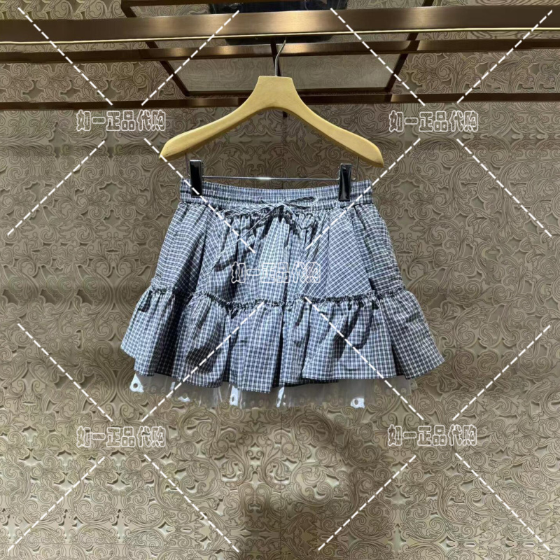 Jr Counter Genuine Product 2026 Summer New High-Waisted Drawstring Retro Plaid Patchwork Tiered Skirt Xsj3Q04E