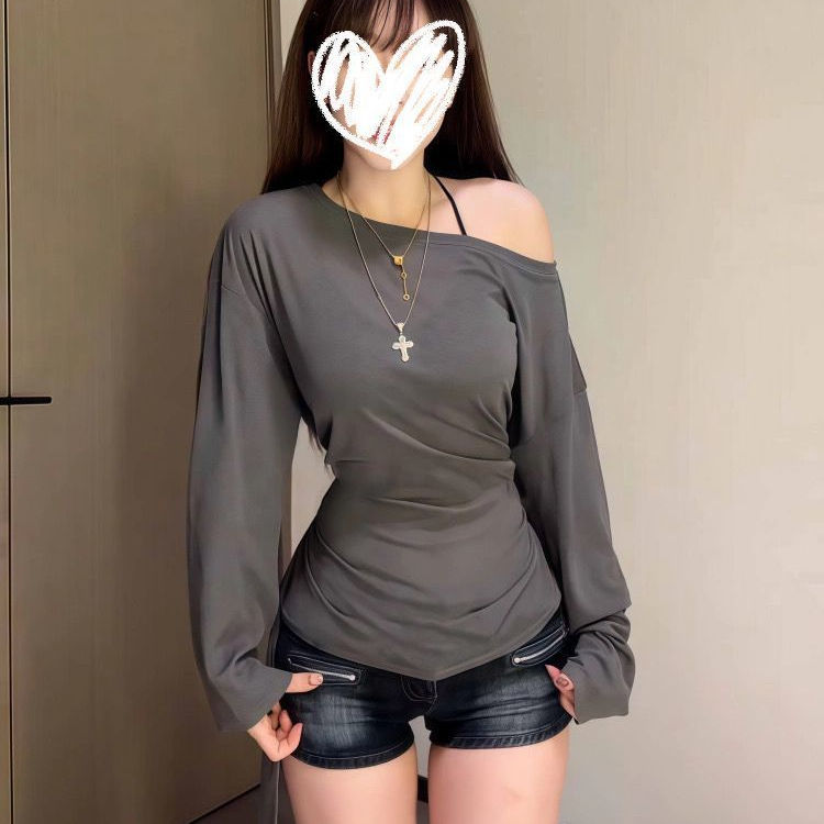 Thin Sun Protection Blouse, Slimming, New Loose Design, Thin Design with Straps, Slightly See-Through Waist-Cinching Long-Sleeved T-Shirt Top for Summer Thin Sun Protection Blouse, Slimming, New Loose Design, Thin Design with Straps, Slightly See-Through Waist-Cinching Long-Sleeved T-Shirt Top for Summer