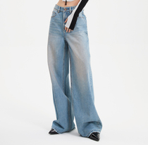 REMOULD Fall new retro dirty paint washout American narrow version loose with wide leg Jeans Women
