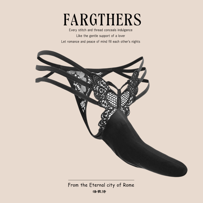 Fargthers Italian-Style Genuine Men's Butterfly Hollow Lace Jj Set Thong Men's Cross-Dressing Sexy Underwear Fargthers Italian-Style Genuine Men's Butterfly Hollow Lace Jj Set Thong Men's Cross-Dressing Sexy Underwear