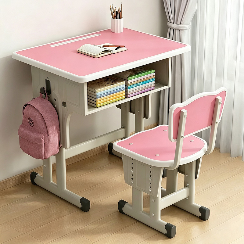 Children's Study Table, Home Writing Desk and Chair Set, Special Desk for Primary School Students, Adjustable Height, Homework Desk for Girls and Kids