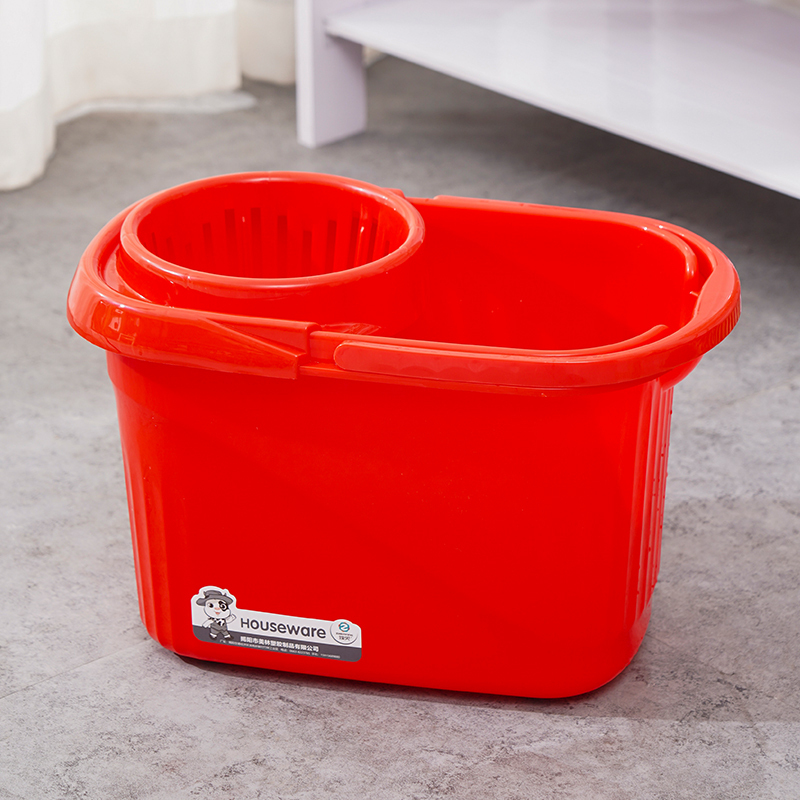 Red Plastic Mop Bucket for Home Use, Hand-Pressed, No-Hand-Washing Design, Lazy Mop Cleaning Tool, Cleaning Bucket, Water-Squeezing Bucket with Wheels Red Plastic Mop Bucket for Home Use, Hand-Pressed, No-Hand-Washing Design, Lazy Mop Cleaning Tool, Cleaning Bucket, Water-Squeezing Bucket with Wheels