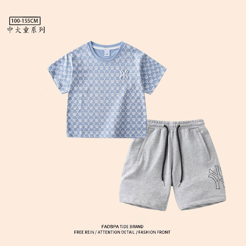 <!--2024夏季新款童装男女童夏装纯棉满印短裤运动套装儿童短袖两件套-->