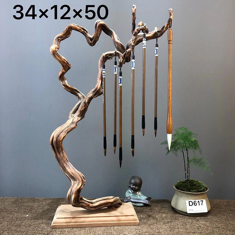 Brush holder pen holder pen holder writing brush hanging solid wood writing brush shelving rack hanging frame swaying pieces calligraphy and writing room Four-treasure bracket hanging pen