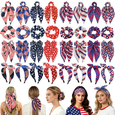 Cross-border bestsellers: American flag hair accessories, Independence Day bow hair clips, hair bands, hair ties, and holiday decorative headwear