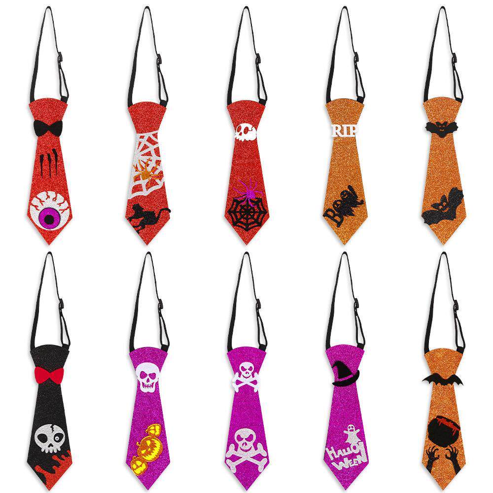 Halloween bow ties for kids and adults, no-knot ties for parties, pumpkin and skull ties
