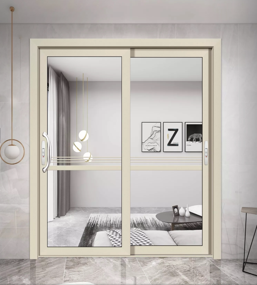 Balcony Ramen extremely narrow moving door Kitchen Double Hollow Door Tempered Glass Partition Titanium Magnesium Aluminum Alloy Door Set