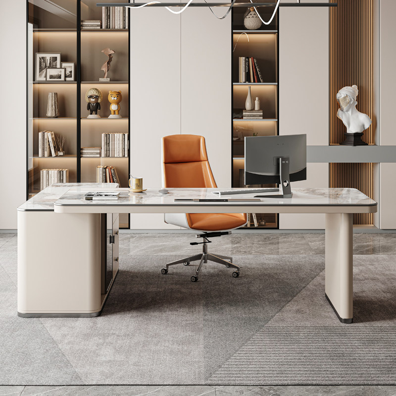 Modern simple light luxury custom and long desk computers desk corner rock panel solid wood drawing room boss desk