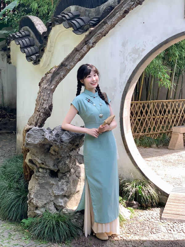 Mimi Ya Green Book Improved Cheongsam Bookish Style Artistic Girl National Style Dress Mimi Ya Green Book Improved Cheongsam Bookish Style Artistic Girl National Style Dress