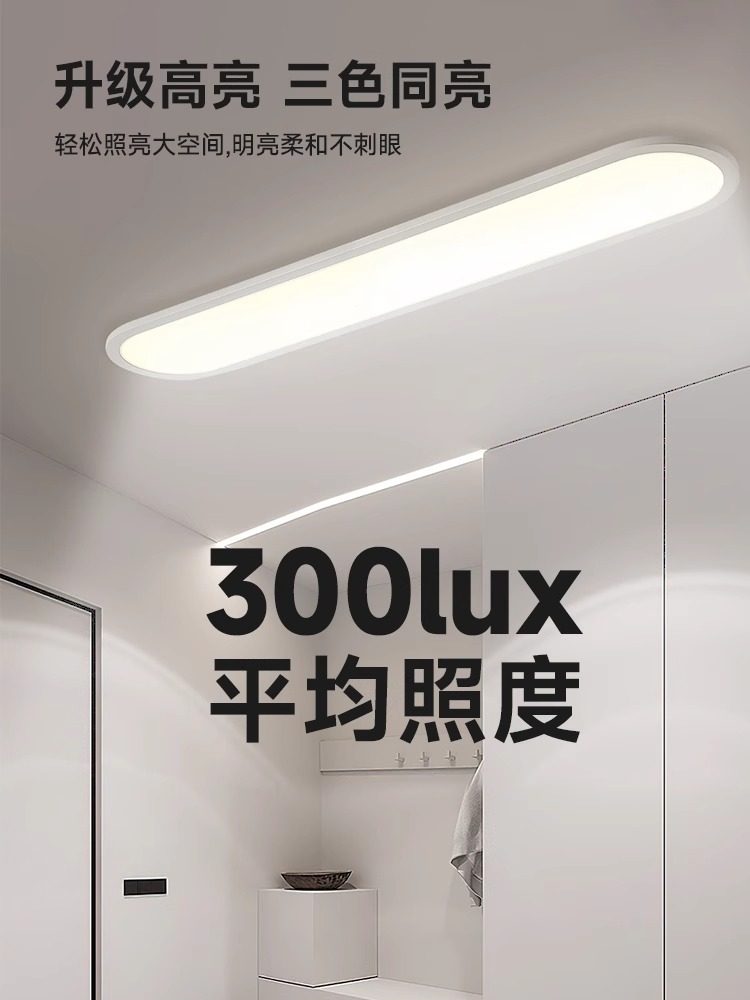 Jiandun | Eye-Protecting Strip Corridor Light, Full-Spectrum Ultra-Thin Song-Style Aesthetic Study Room Ceiling Light with a Vintage Feel
