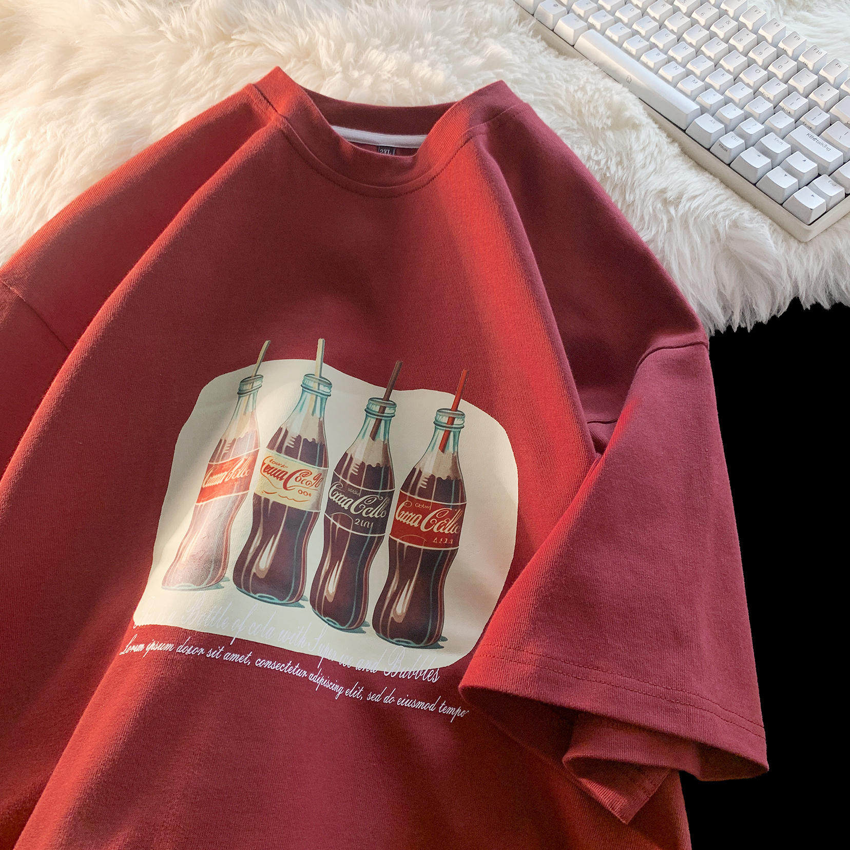 Футболка с короткими рукавами для мальчиков из чистого хлопка Coca-Cola, новинка 2025 года, красивый детский летний свободный топ, летняя футболка в западном стиле
