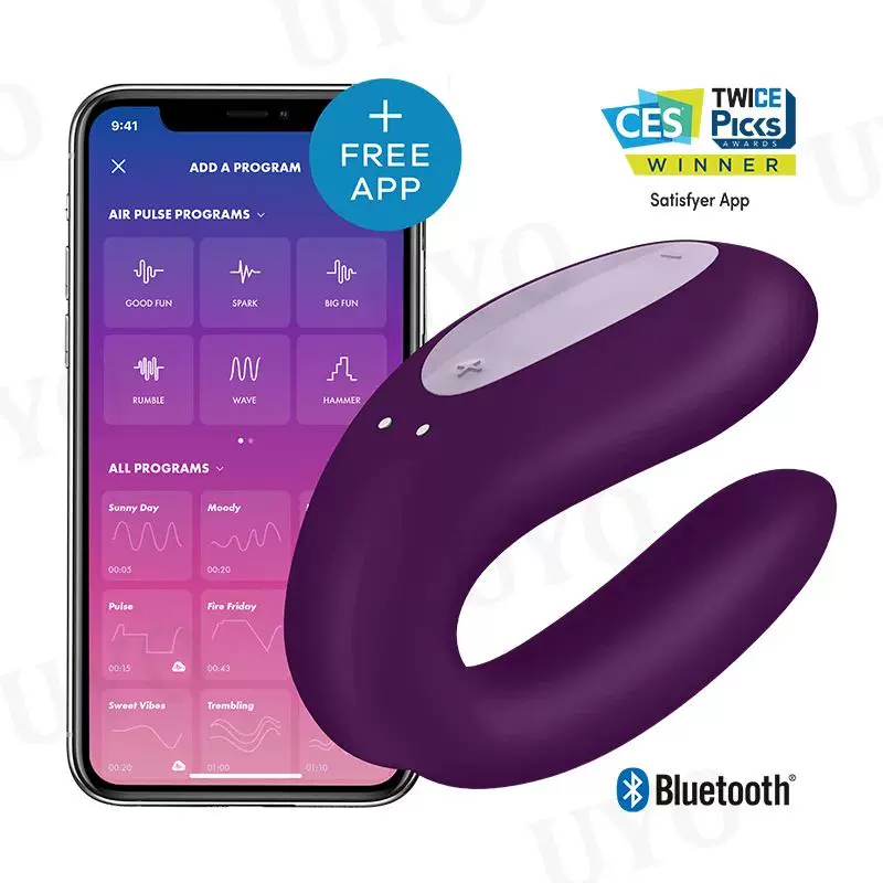 [Satisfyer Double Joy управляемый приложением вибратор из силикона для секса]