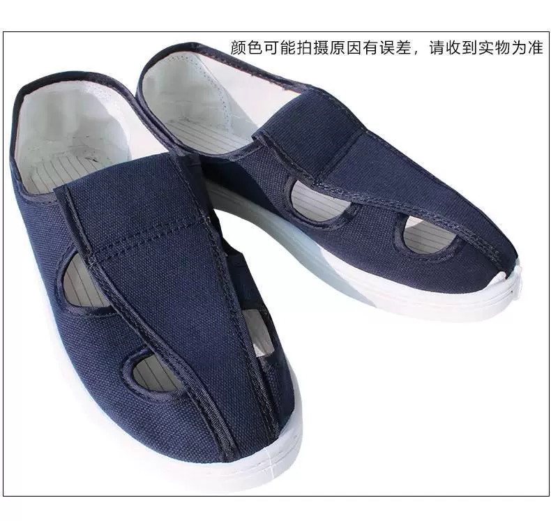 Giày Chống Tĩnh Điện Đế Cứng Sạch Sẽ Không Bụi Xưởng Thực Phẩm Nhà Máy Thoáng Khí Chống Trơn Trượt Giày Công Sở Bốn Lỗ Xanh Trắng Cho Nam Và Nữ giày phòng sạch