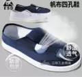 Giày Chống Tĩnh Điện Đế Cứng Sạch Sẽ Không Bụi Xưởng Thực Phẩm Nhà Máy Thoáng Khí Chống Trơn Trượt Giày Công Sở Bốn Lỗ Xanh Trắng Cho Nam Và Nữ giày phòng sạch