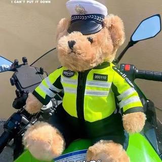 Ours de police de la circulation, ours en peluche de célébrité d'internet, poupée panda, poupée cavalier de moto, jouet en peluche