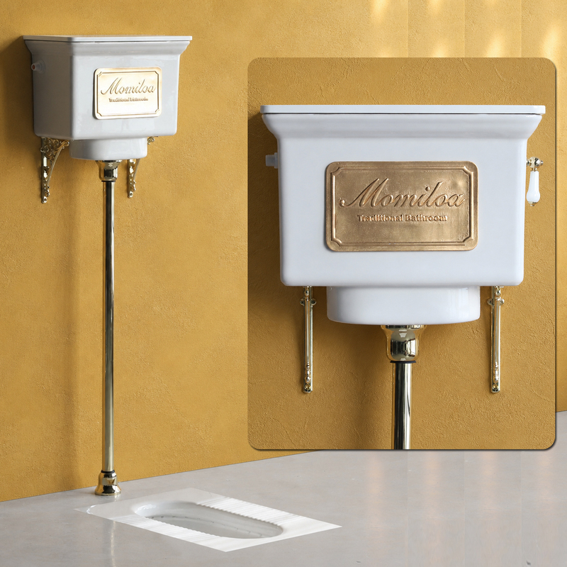 Squat Toilet Ceramic Water Tank Retro Hand Drawstring Wall-Mounted High Water Tank B&B Bar Public Toilet Personalized Creative Bathroom