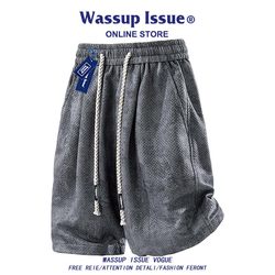 Wassup Issue American Casual Shorts for Men, Summer Cool Straight Loose Wide-Leg Sports Shorts for Men
