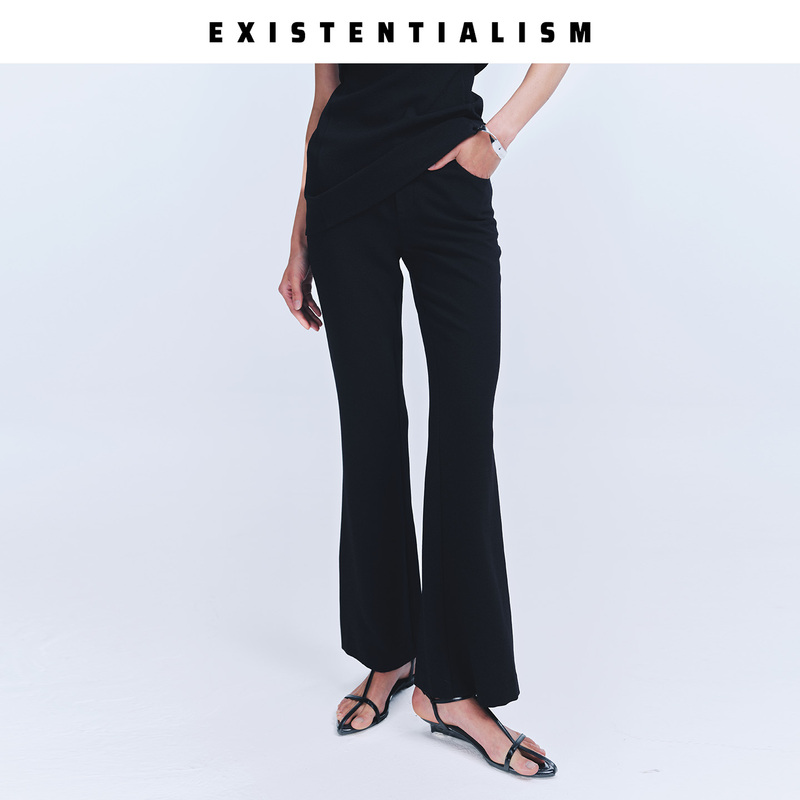Existentialism26 Spring/Summer New Slim Fit Flared Pants for Women, Black, Simple, Versatile, Fashionable, Slightly Flared Trousers Existentialism26 Spring/Summer New Slim Fit Flared Pants for Women, Black, Simple, Versatile, Fashionable, Slightly Flared Trousers