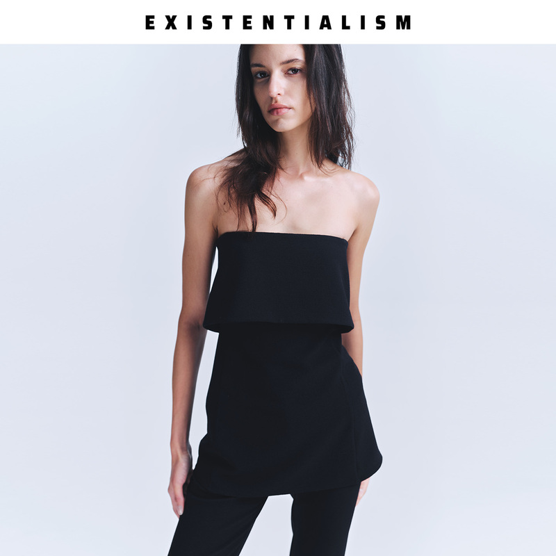 Existentialism26 New Spring and Summer Simple Black Tube Top Versatile Original Cover-Up Women's Clothing Existentialism26 New Spring and Summer Simple Black Tube Top Versatile Original Cover-Up Women's Clothing