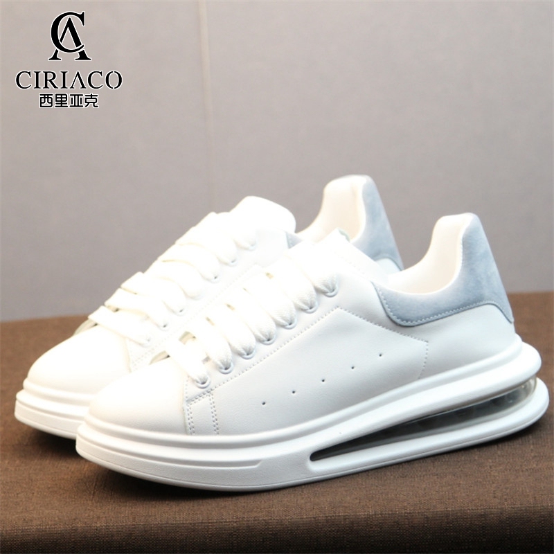 Ciriaco Classy Luxury Brand Men's Shoes Thick-Soled Genuine Leather Air-Cushion Casual Sneakers Men's Trbottomy Versatile White Shoes