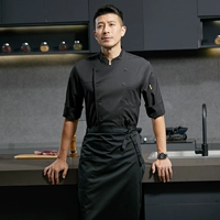 (Семь четверти рукава) черный топ + фартук