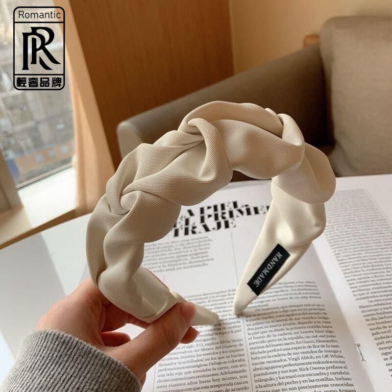 RR wide hair card net red 2021 new Japanese and Korean new pleated headband female retro all-match wide-brimmed Hong Kong style headband