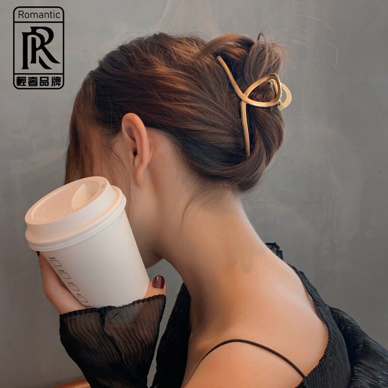 RR grab clip hair clip large hair catch metal shark clip hair clip word clip back head headdress net red 2022 new