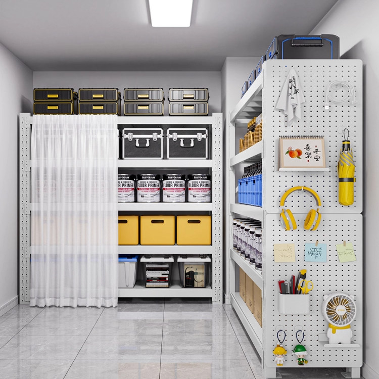 Household multi-layer storage rack with dust-proof curtain hole board shelf steel iron shelf bookshelf dormitory bedroom storage rack