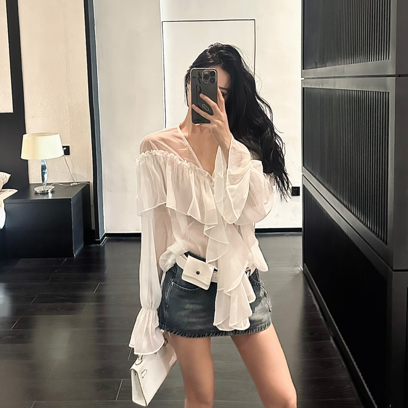 Isgrx Reiki Online Original Design Sheer Irregular Shirt