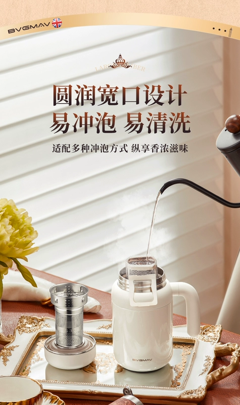 Bình giữ nhiệt Bowima cốc lót inox 316 có tay cầm cốc nước trà tách riêng văn phòng trà binh dung nuoc cho be di hoc bình nhựa đựng nước