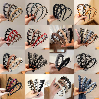 Tktk light luxury wavy headband for women 2025 new face wash high skull headband with toothed anti-slip hair clip