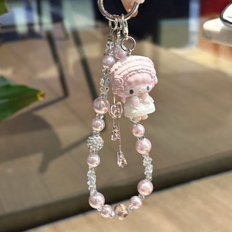 Tassel Crystal Heart-Shaped My Melody Phone Case Pendant Ccd Camera Card Holder Bag Charm Beads
