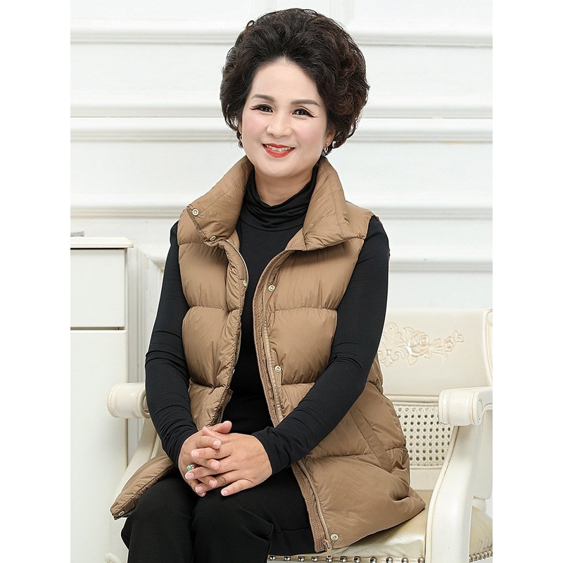 Middle-Aged and Young Style 90% White Duck down Vest, Loose and Stylish, Short Style for Autumn and Winter, Plus Size