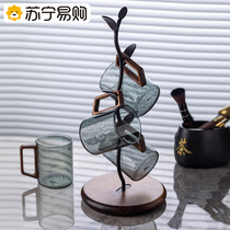 Suning household Chinese-style retro water cup large-capacity hospitality teacup tea drinking glass set 2112