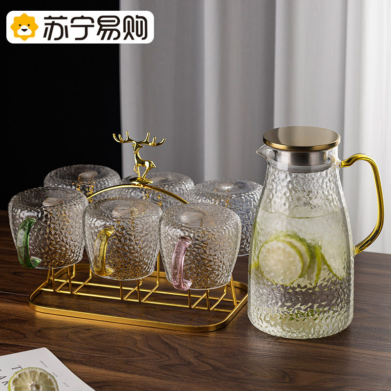 Suning cold water jug home hospitality cool water jug high temperature resistant explosion protection cool water cup large capacity cool white open kettle 2112-Taobao