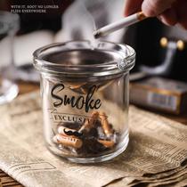 Leaky car bucket glass ashtray anti-fly ash household creative large bar office ashtray with lid